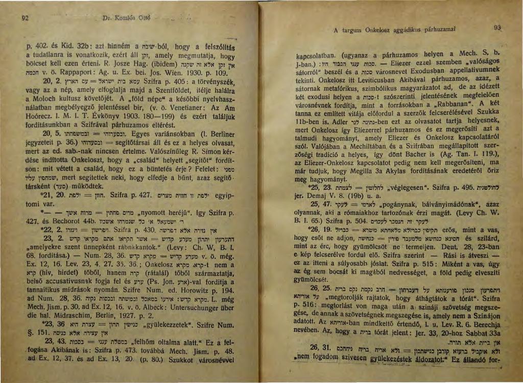 Dr. Komlús OM ~ p. 402. és Kid. 32b: azt hinném a :"1!! 1 1&' ból, hogy a felszólltás a tudatlanra is vonatkozík, ezért áll jjjl, amely megmutatja, hogy bölcset kell ezen érteni. R. josze Hag.