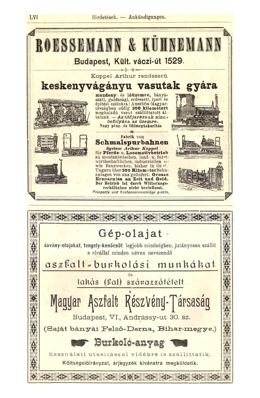 LVI Hirdetések. Ankündigungen. Budapest, Kult, váczi-út 1529.