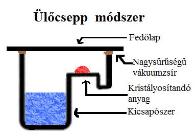 ábrán látható olcsó és könnyen kivitelezhető ülőcsepp és a függőcsepp módszer.