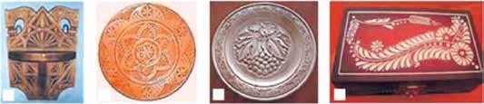 101 a b c d 133. ábra. Különféle faragásos díszítések: a, b mértani; c domború; d javorivi a b c 134. ábra. Különböző mozaikkal díszített készítmények: a intarzia; b domború mozaik; c berakás hez nagyszámú faragószerszám felhasználására van szükség.