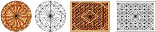 112 Fából készült termékek előállításának technológiája 154. ábra. Rozetta készítése A különböző motívumokat a készítménynek mind a tiszta, mind a festett vagy lakkozott felületén elkészíthetik.