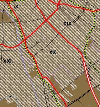 14 Agglomerációs térségi övezetek, melyek érintik a XX. kerületet: : Módosítással érintett kerület és terület A XX. kerület teljes területét a BATrT 3.15.