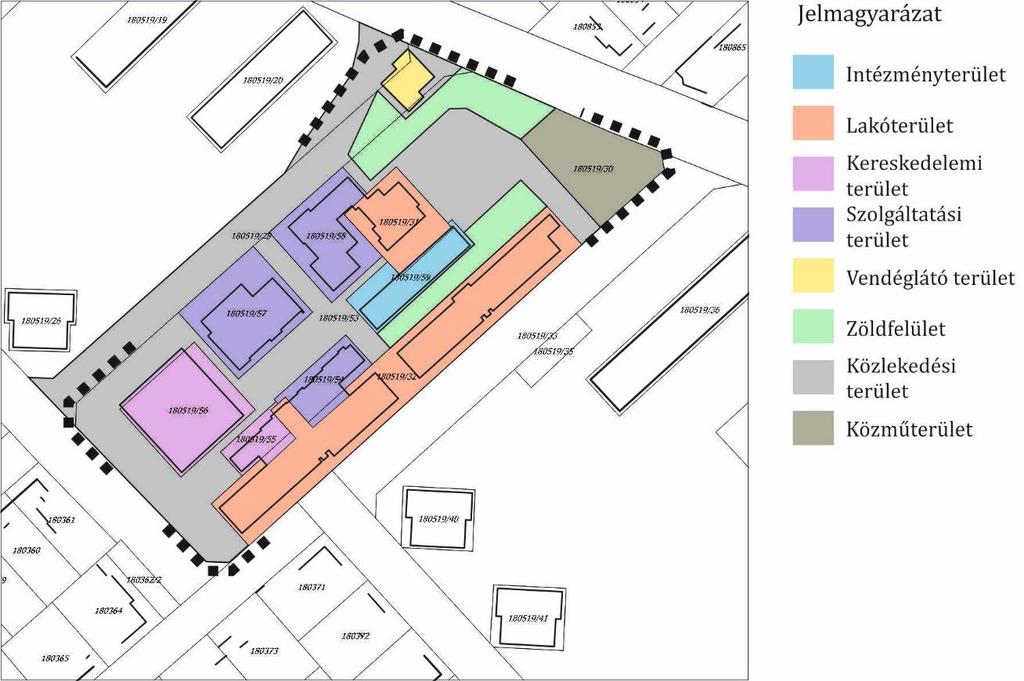 21 Tulajdonvizsgálat M 1:2000 3.2. Területfelhasználás vizsgálata Az napjainkra kialakult