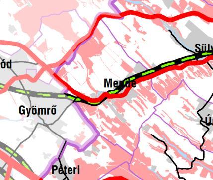 másodlagosan alkalmas területek övezete (1.1.) Történeti települési terület övezetét pontosító lehatárolás (1.2.