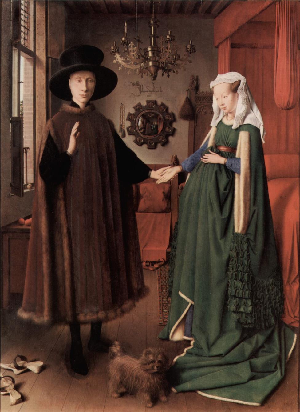 Jan Van Eyck: Arnolfini házaspár 1434, London, National Gallery 60x82,2cm, olaj, fa Részletgazdag,