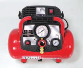 Perfect for hobby and crafts. Lightweight and easy to transport. Supplied with pressure gauge with switch, pressure reducer and rapid valve, and condensate drain cock.