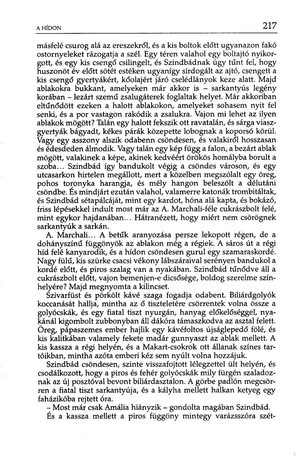 A HÍDON 217 másfelé csurog alá az ereszekről, és a kis boltok előtt ugyanazon fakó ostornyeleket rázogatja a szél.