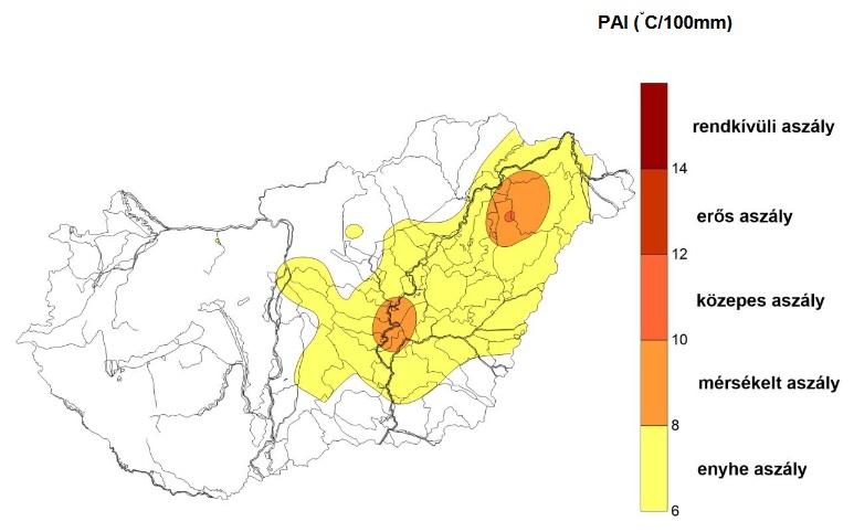 Az aszályindex (PAI) 2018-re számított