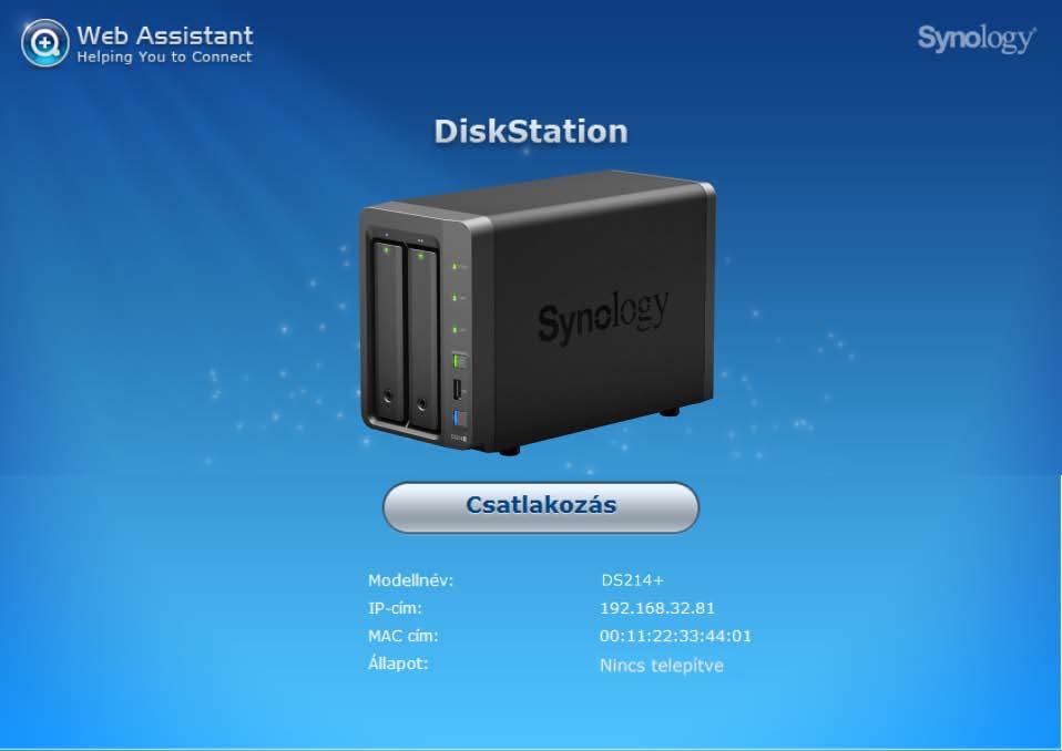 Fejezet DSM telepítése a DiskStationre Fejezet 3: 3 A hardvertelepítés befejezését követően telepítse a DiskStation Manager (DSM) programot a Synology böngésző-alapú operációs rendszerét - a