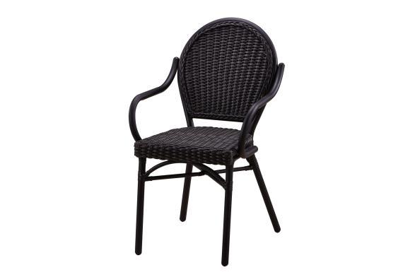 DL SIDNEY / P HONEY kültéri karfás szék. Natúr nádszínű alumínium váz. Éttermi használatra megerősített natúr műanyag fonat.