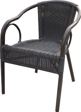 DL ROYAL Dark kültéri karfás szék. Natúr nádszínű alumínium váz. Éttermi használatra megerősített natúr műanyag fonat.