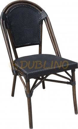 DL PARIS BLACK & COFFE Kültéri, üvegszál megerősített, tessil betétes, erős éttermi terasz szék.