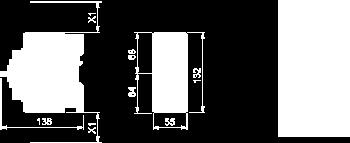 X1 = Electrical clearance (ISC max) 40 mm for Ue 500 V, 50 mm for Ue 690 V NOTE: Leave a space of 9 mm between 2 circuit breakers: