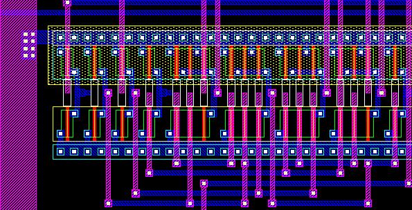 Egy CMOS áramkör layout részlete Csak 2 fém réteg INV NAND3 A layout jól visszafejthető: ellenőrzés,