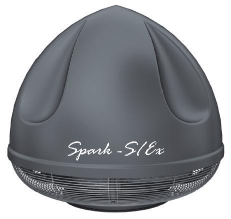 SPARK-S/Ex TÍPUSÚ TETŐVENTILÁTOROK Alkalmazási terület II G Exe II T3 A SPARK robbanásbiztos ventilátorokat olyan területen alkalmazzuk, ahol a szállított levegő tűzveszélyes alkotóelemeket