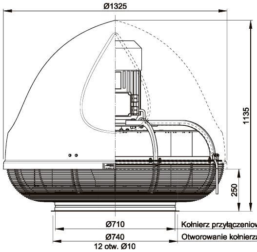 SPARK-S-710/Ex SPARK-S-710/1000/Ex típusú tetőventilátor Furat