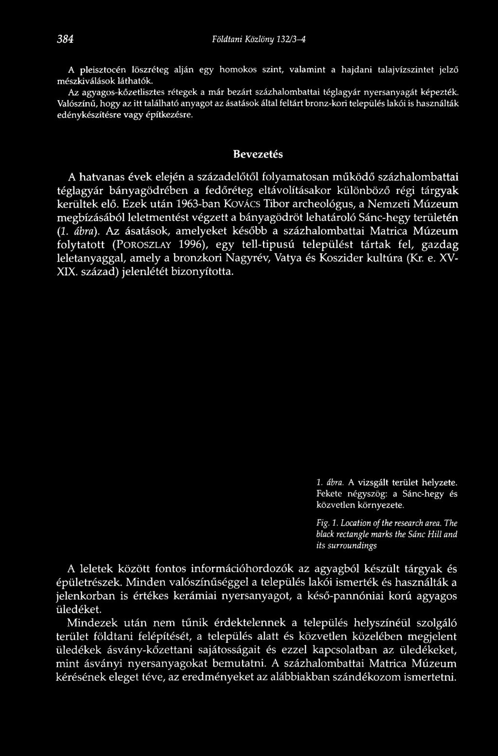 Valószínű, hogy az itt található anyagot az ásatások által feltárt bronz-kori település lakói is használták edénykészítésre vagy építkezésre.
