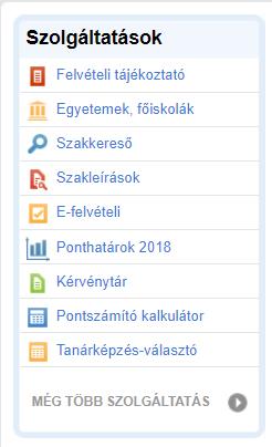 Tájékozódás alapelvei csak online www.felvi.