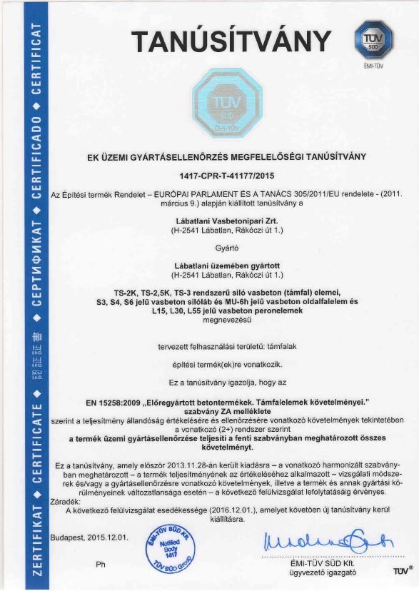 1. Általános ismertetés A Lábatlani Vasbetonipari Zrt.