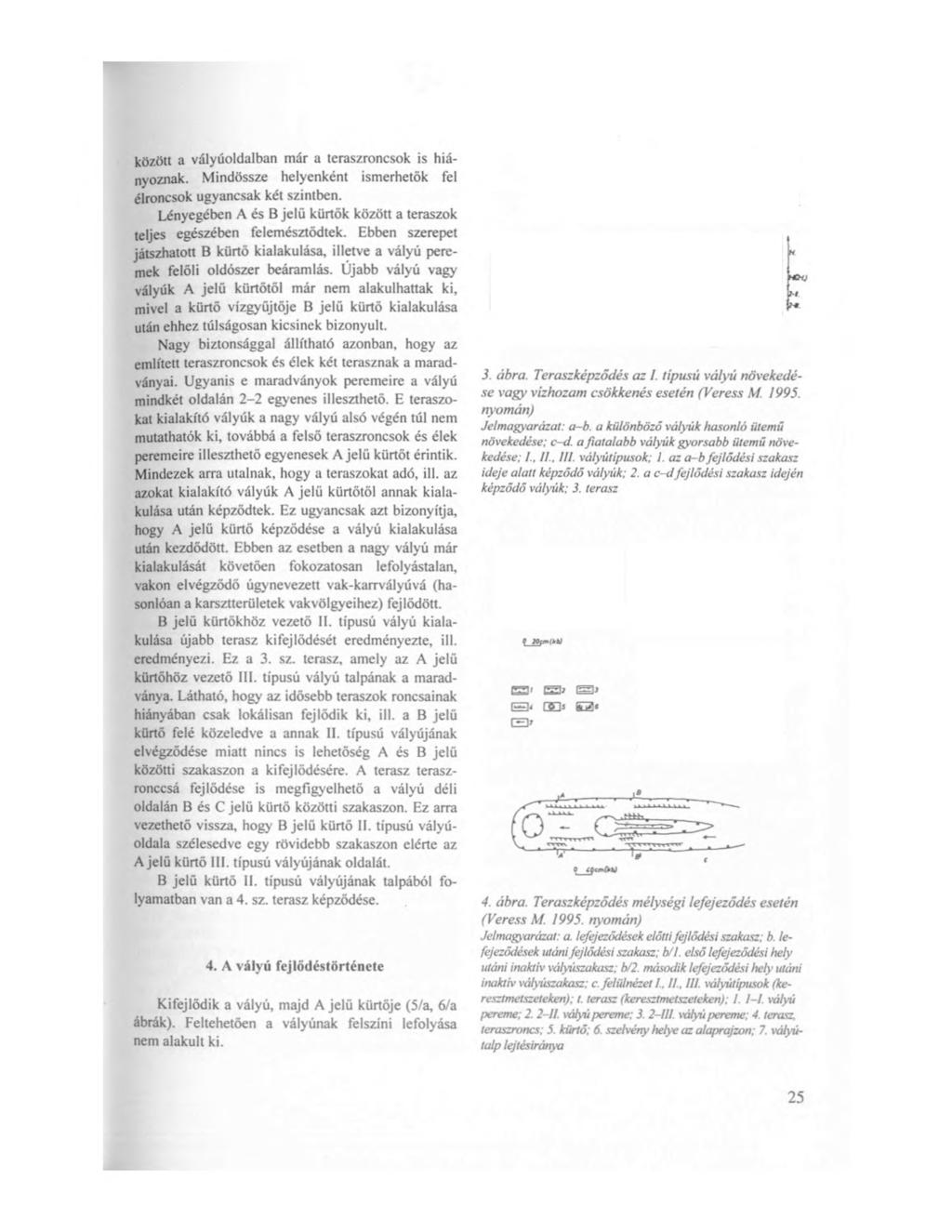 között a vályúoldalban már a teraszroncsok is hiányoznak. Mindössze helyenként ismerhetők fel élroncsok ugyancsak két szintben.