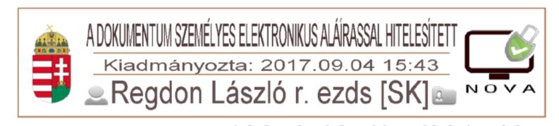 45. A Rendőrkapitányság kiadmányozási, illetve aláírási jogosultsággal rendelkező munkatársai által használt elektronikus aláírás és annak grafikus megjelenítése tartalmazza legalább: a) A dokumentum