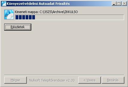 Megjegyzés: a telepítés folyamán előfordulhat lassabb gépeknél, hogy a művelet több időt vesz