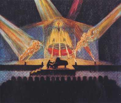 [13.kép] ALEXANDER László: FARBLICHTMUSIC (1925-) illusztráció: Matthias HOLL: Ein Farblichtkonzert von Alexander László, Breitkopf & Härtel, Wiesbaden