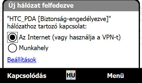 Megjegyzés Ha nyílt (nem biztonságos) hálózatot választ, automatikusan csatlakozni fog a hálózathoz az OK gomb megérintését követően. Nem kell a 2-