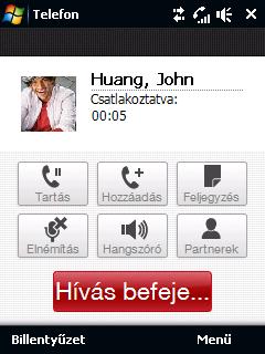 54 A telefonos funkciók használata Ha a Hívás elutasítása a következő szöveges üzenettel be van kapcsolva, érintse meg az Szőveg küldése gombot a hívás visszautasításához, és szöveges üzenet