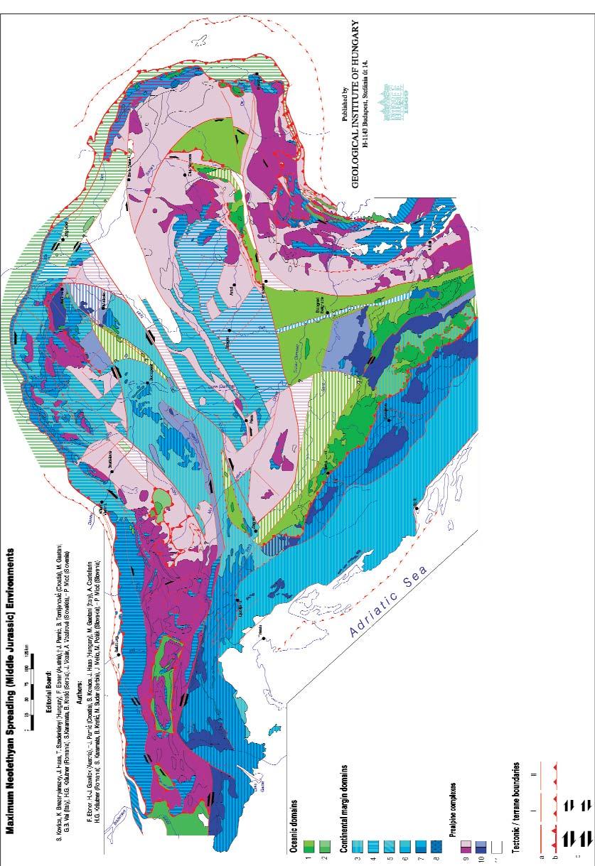 136 KOVÁCS Sándor et al.: A Cirkum-Pannon régió tektonosztratigráfiai terrénum- és őskörnyezeti térképsorozata 8. ábra.