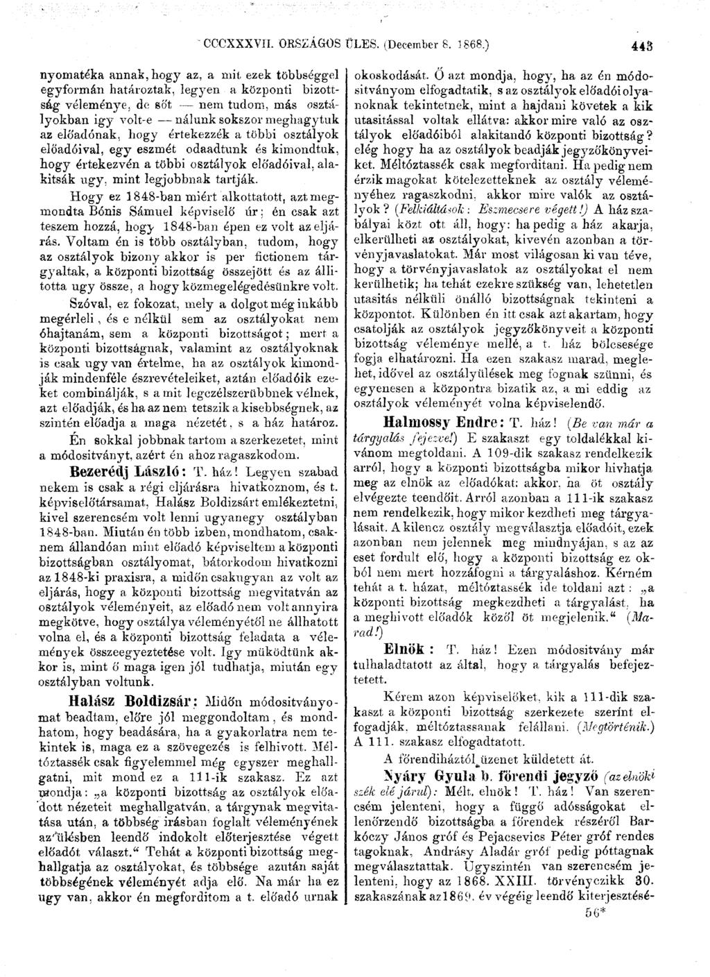 CCCXXXVII. ORSZÁGOS ÜLÉS. (December 8. ] 868.