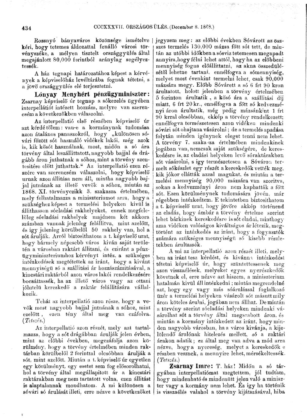 434 CCCXXXVII. ORSZÁGOS ÜLÉS. (December 8. 1868.