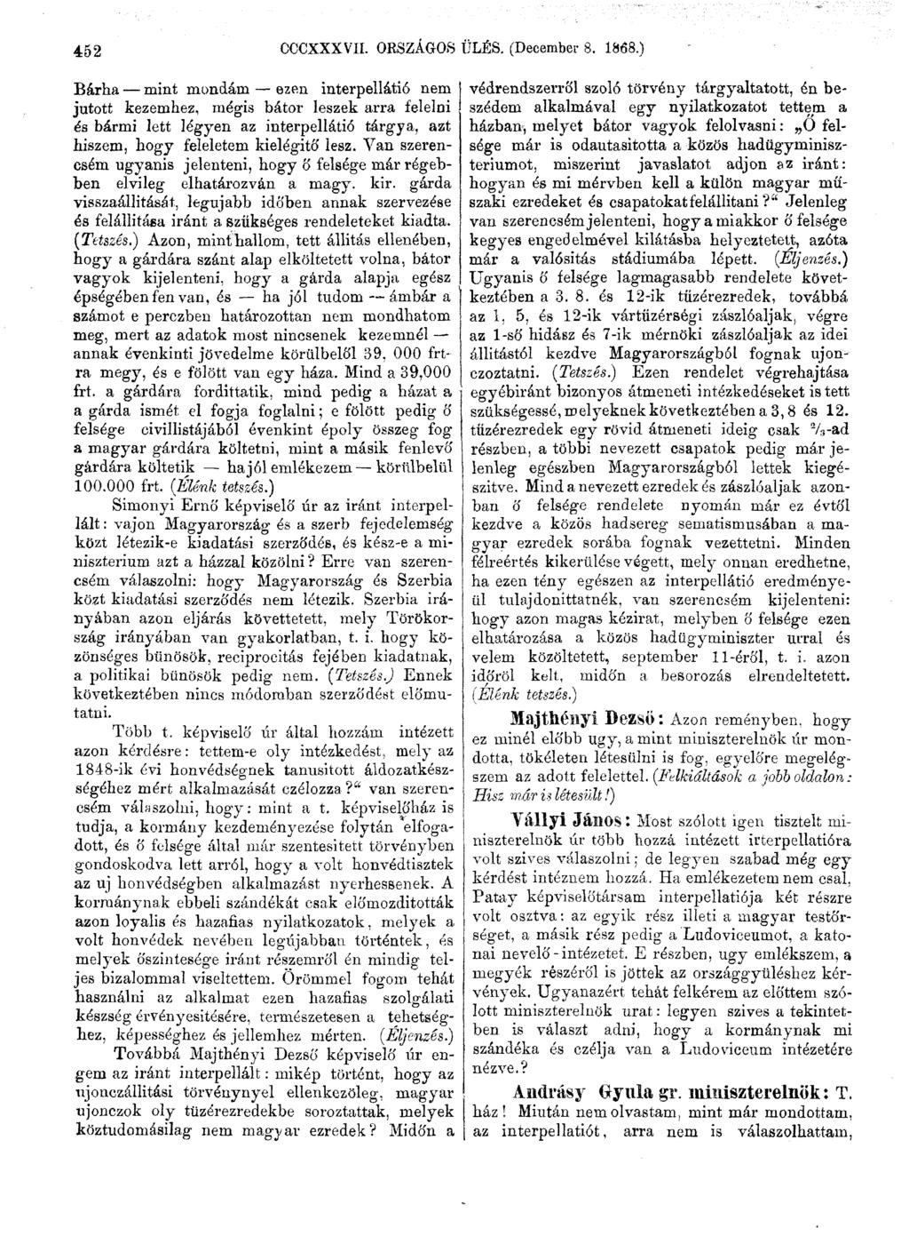 452 eccxxxvíi. ORSZÁGOS ÜLÉS. (December 8. 1868.