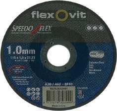 VÁGÓ- ÉS TISZTÍTÓKORONGOK Flexovit Speedoflex ipari vágókorongok, INOX Cikkszám Méret Alkalmazás Csom.