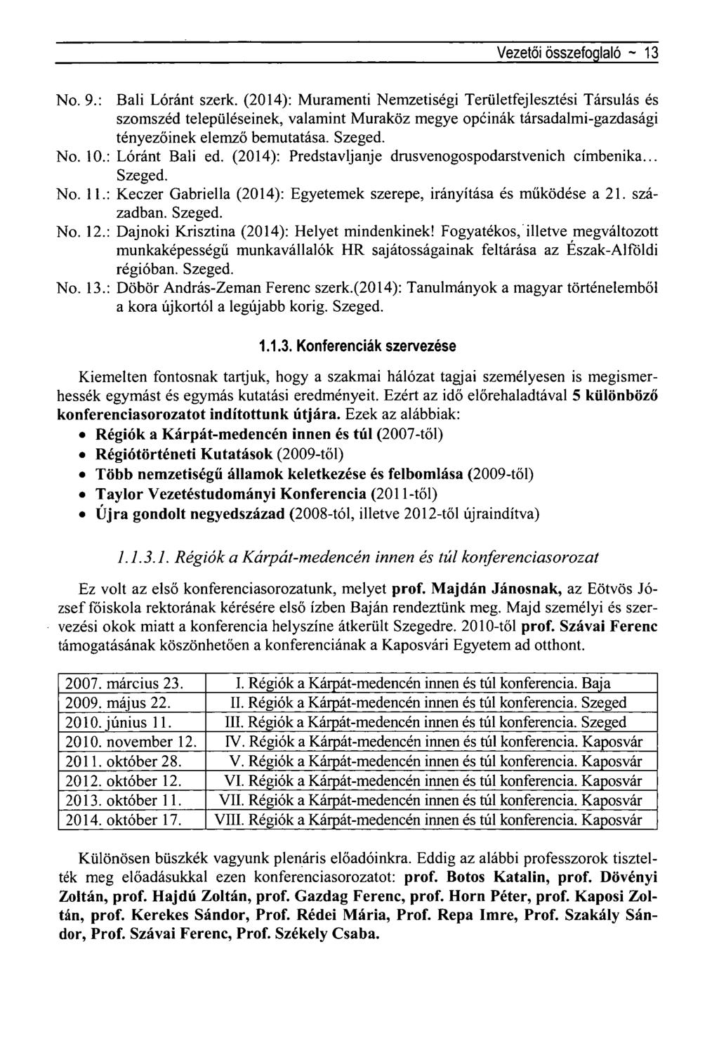 Vezetői összefoglaló ~ 13 No. 9.: Bali Lóránt szerk.
