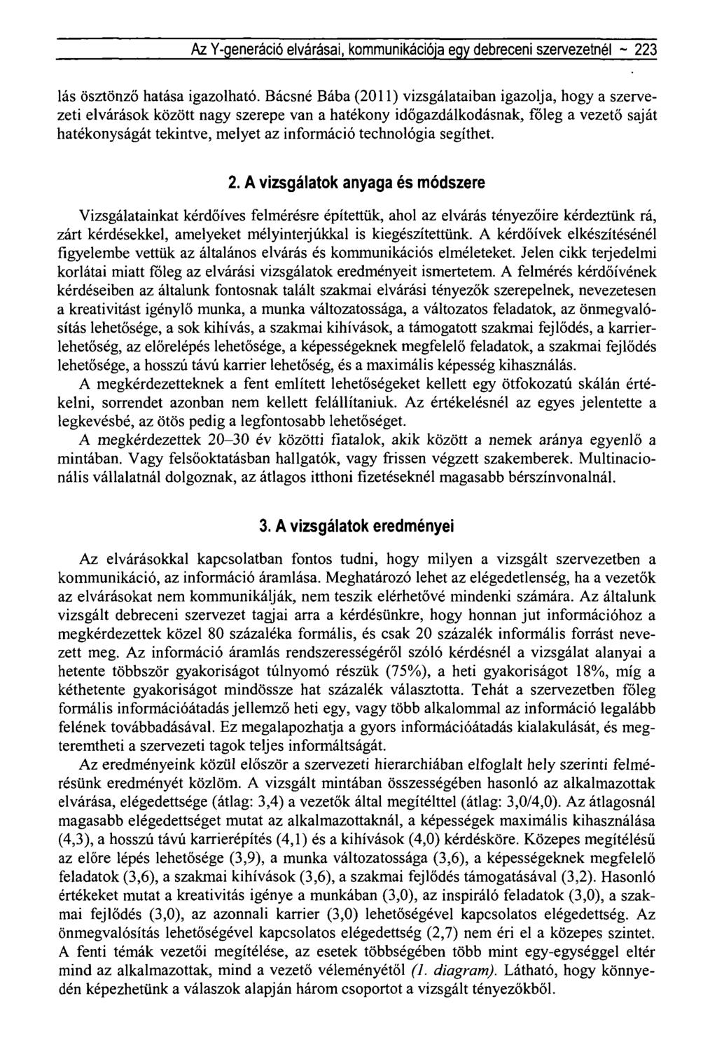 Az Y-generáció elvárásai, kommunikációja egy debreceni szervezetnél ~ 223 lás ösztönző hatása igazolható.