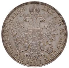 55g) T:2Austria 1857A 1 Thaler Ag Franz Joseph Vienna (18.