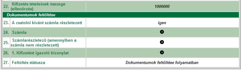 A számla és a kapcsolódó dokumentumok feltöltése Beküldött ELSZ2 adatlap a számla