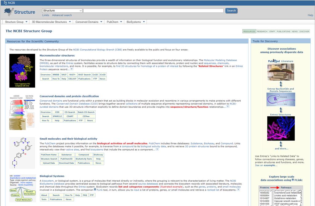 NCBI Structure: http://www.ncbi.nlm.nih.