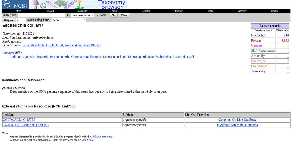 NCBI Taxonomy: http://www.ncbi.nlm.nih.