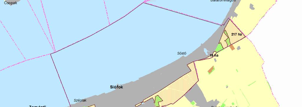 Siófok város közigazgatási területén a Btv. 3. melléklete, azaz a Térségi szerkezeti terv 3531 ha mezőgazdasági térséget jelölt ki.