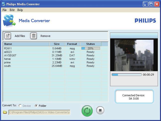 Így a videogyűjteményét mappákba rendezheti. A Philips Media Converter telepítése 1 Csatlakoztassa a AZURE készüléket számítógéphez.