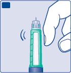 Kocogtassa meg néhányszor az injekciós toll felső részét, hogy a légbuborékok felemelkedjenek. G H.
