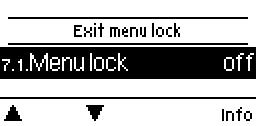 7 - Menü zárolása (Menu lock) A 8. Menü zárolás (Menu lock) aktiválása megvédi a szabályozót a beállított értékek akaratlan megváltoztatásától.