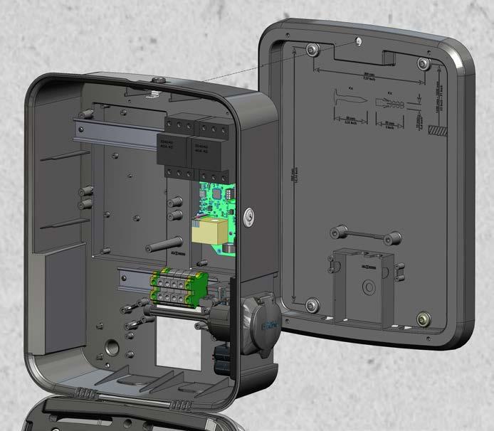 smart Wallbox Előkészületek, telepítés és üzembe helyezés 11 10. Akassza fel a fali dobozt a szerelőlemezre.