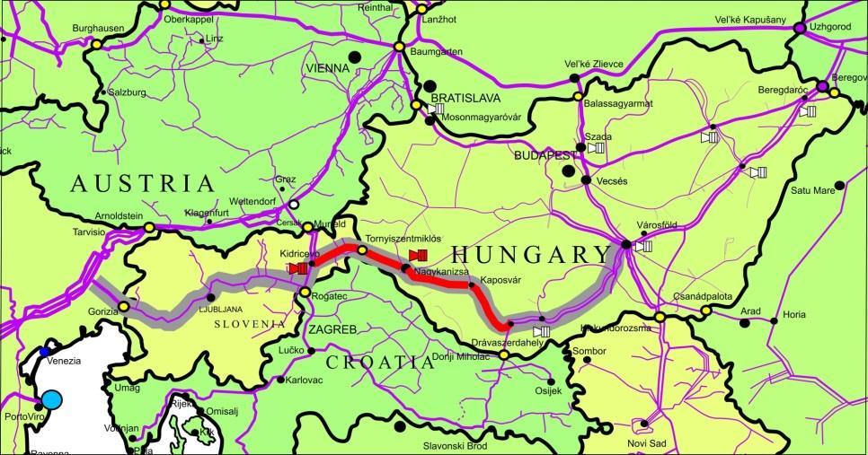 MAGYAR-SZLOVÉN HATÁRKERESZTEZŐ VEZETÉK PROJEKT ÚTVONAL PROJEKT LEÍRÁS A projekt pozitív beruházási döntésének előfeltétele egy jövőbeni, kötelező érvényű inkrementális kapacitáslekötési eljárás