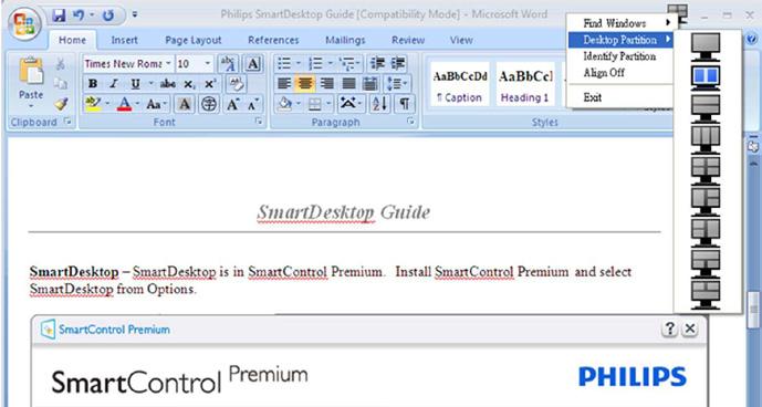 2. Desktop Partition (Asztal Partíció) Az Desktop Partition (Asztal Partíció) megmutatja az éppen kiválasztott partíciót és a felhasználónak gyors változtatásokat engedélyez bármely partícióra