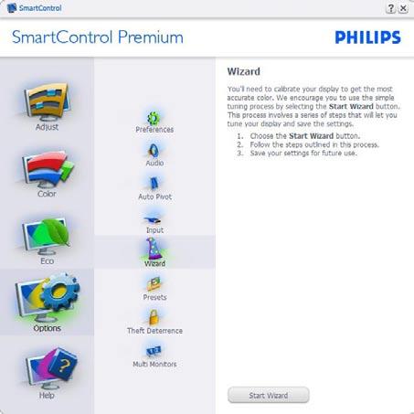 3.5 A Philips SmartControl Premium A Philips új SmartControl Premium szoftvere segítségével monitorját könnyedén vezérelheti egy könnyen használható, képernyőn megjelenő grafikus kezelőfelület által.