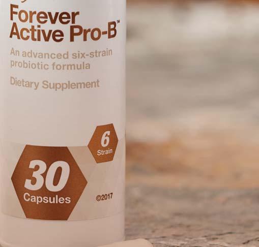 FOREVER ACTIVE PRO B Forever Active Pro-B sadrži više od 8 milijardi CFU (jedinica koje formiraju kolonije) i klinički ispitanu živu floru u patentiranoj kombinaciji sa šest sojeva bakterija.