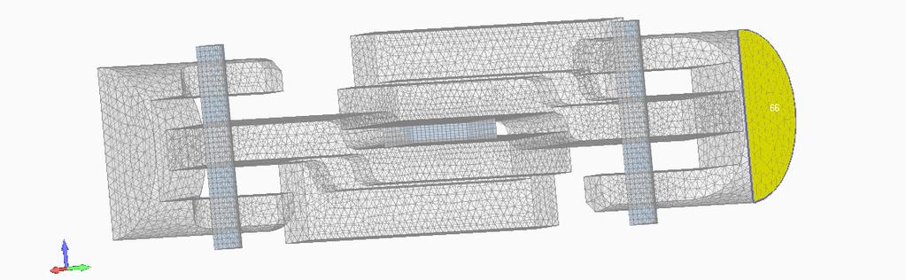 50. ábra Szakítógép mozgó pofájának megfelelő kényszer, csak y irányú elmozdulást engedünk meg. Ugyanezen felületen látható a terhelés is, F y =2000N Terhelésként az 50.